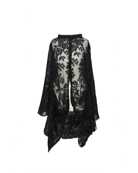 Layered Raw Hem Lace Top