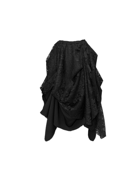 Layered Raw Hem Lace Skirt