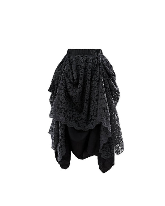 Layered Raw Hem Lace Skirt